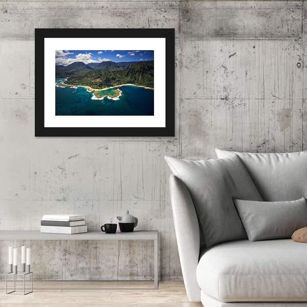 View of Tunnels Beach Panoramic Canvas Wall Art-1 Piece-36" x 12"-Tiaracle