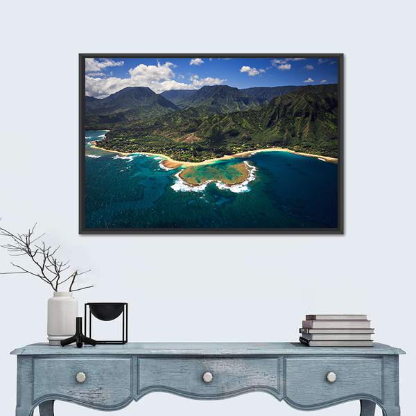 View of Tunnels Beach Panoramic Canvas Wall Art-1 Piece-36" x 12"-Tiaracle