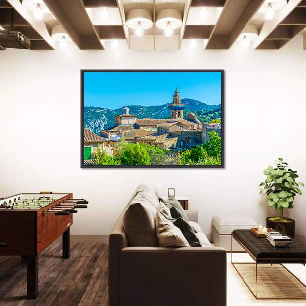 View Of Valldemossa With Catholica Church Canvas Wall Art-3 Horizontal-Gallery Wrap-25" x 16"-Tiaracle