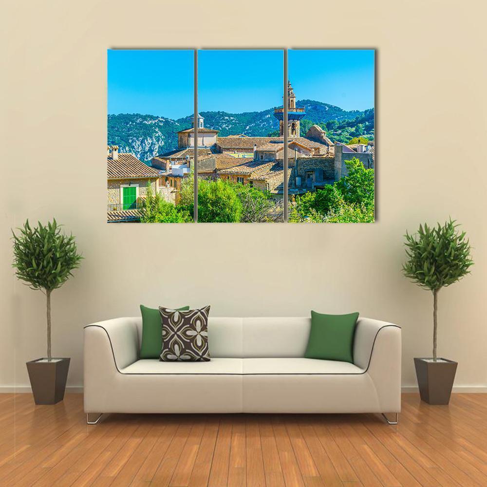 View Of Valldemossa With Catholica Church Canvas Wall Art-3 Horizontal-Gallery Wrap-37" x 24"-Tiaracle