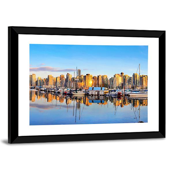 View Of Vancouver Skyline Canvas Wall Art-3 Horizontal-Gallery Wrap-25" x 16"-Tiaracle