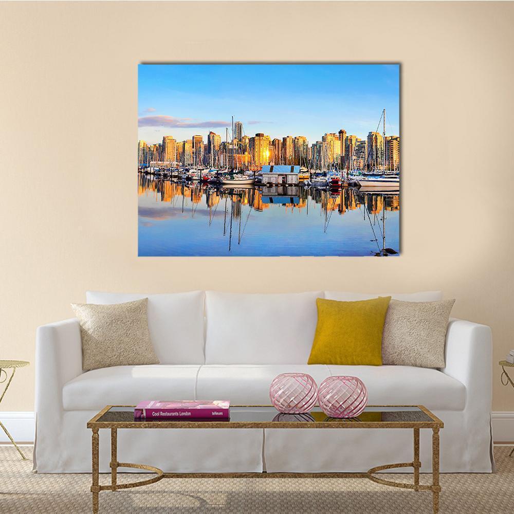 View Of Vancouver Skyline Canvas Wall Art-1 Piece-Gallery Wrap-48" x 32"-Tiaracle