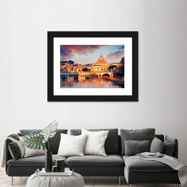 View Of Vatican City With St Peter Canvas Wall Art-5 Horizontal-Gallery Wrap-22" x 12"-Tiaracle
