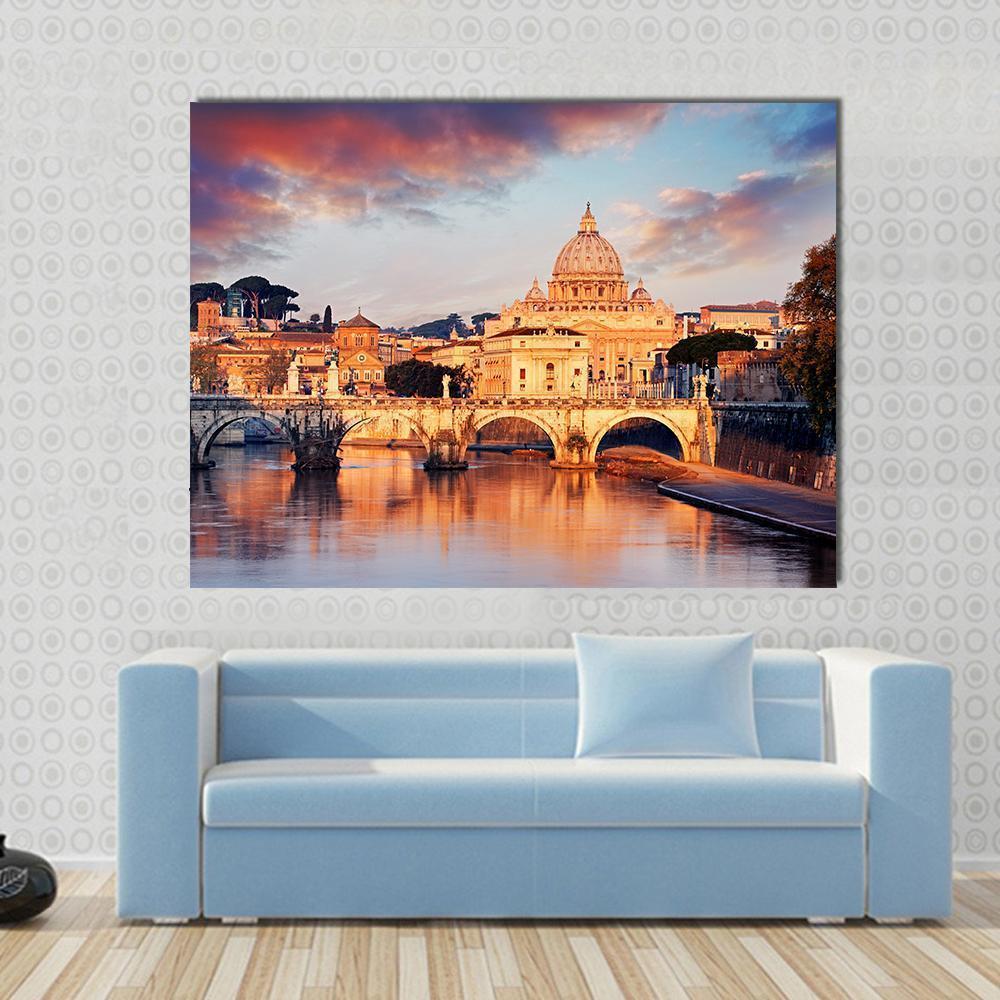 View Of Vatican City With St Peter Canvas Wall Art-1 Piece-Gallery Wrap-36" x 24"-Tiaracle