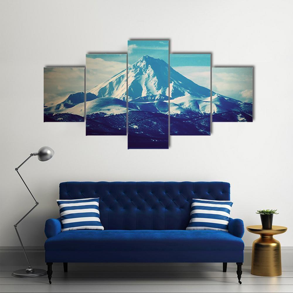 View Of Volcano Canvas Wall Art-5 Star-Gallery Wrap-62" x 32"-Tiaracle
