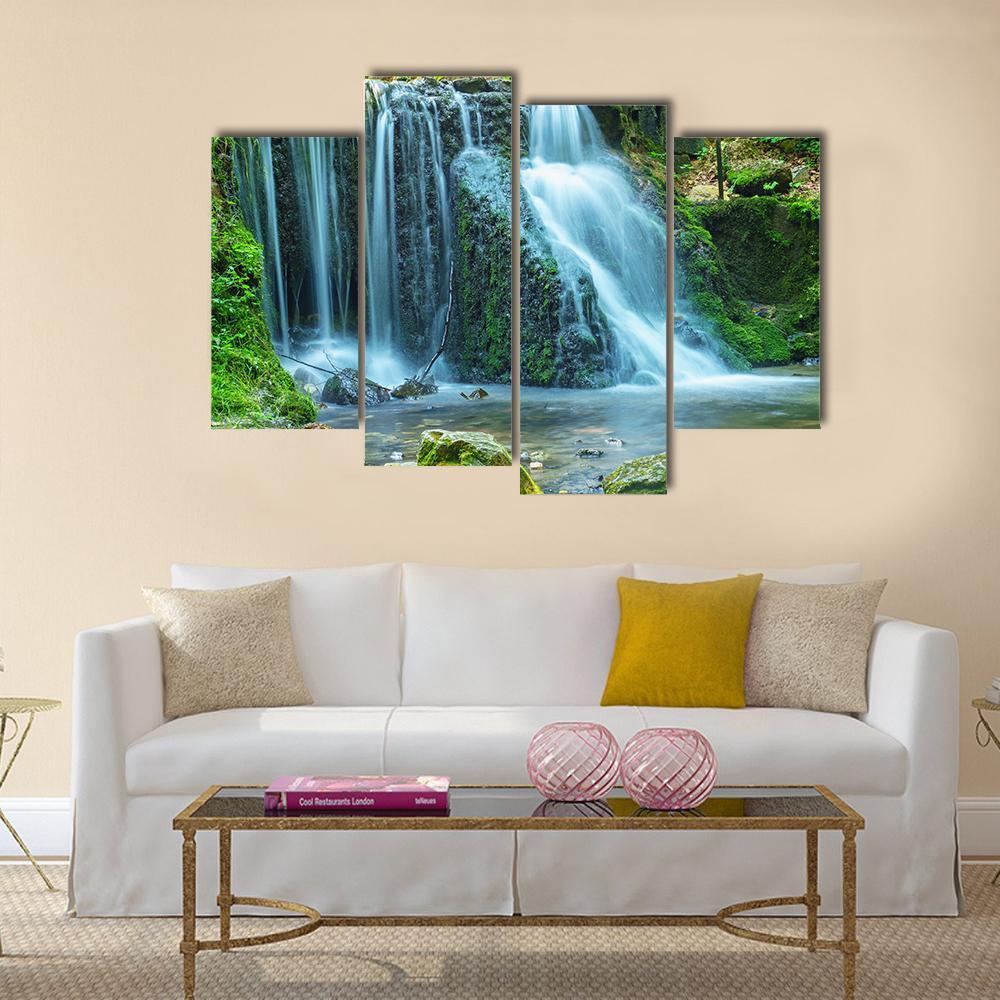 View Of Waterfall Canvas Wall Art-4 Pop-Gallery Wrap-50" x 32"-Tiaracle