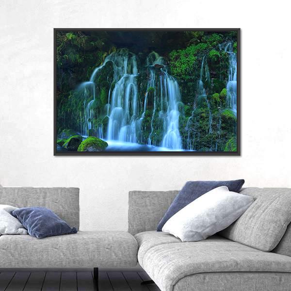 View Of Xia Yuan Waterfall Canvas Wall Art-5 Horizontal-Gallery Wrap-22" x 12"-Tiaracle