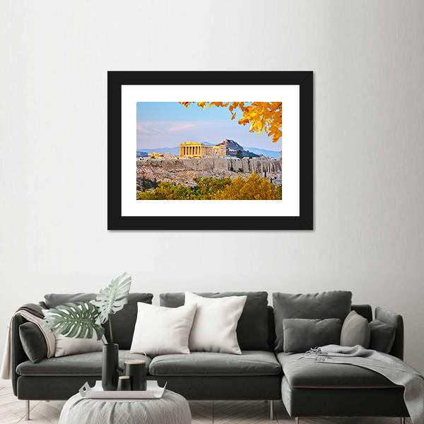 View On Acropolis At Sunset Canvas Wall Art-3 Horizontal-Gallery Wrap-25" x 16"-Tiaracle