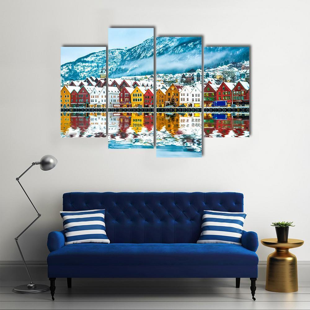 View On Bruges Bergen In Norway Canvas Wall Art-4 Pop-Gallery Wrap-50" x 32"-Tiaracle