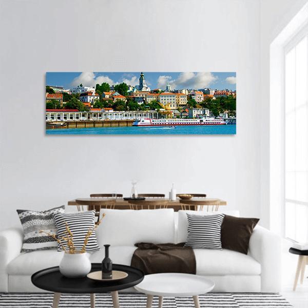 Orthodox Church From River Sava Panoramic Canvas Wall Art-1 Piece-36" x 12"-Tiaracle