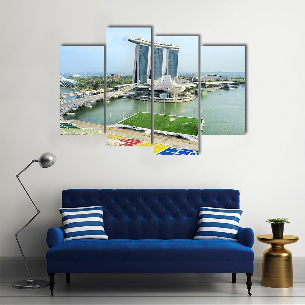 View On Marina Bay Canvas Wall Art-4 Pop-Gallery Wrap-50" x 32"-Tiaracle