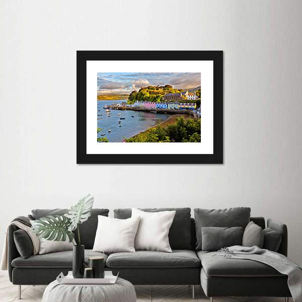 View On Portree Before Sunset Canvas Wall Art-5 Horizontal-Gallery Wrap-22" x 12"-Tiaracle