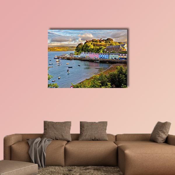 View On Portree Before Sunset Canvas Wall Art-1 Piece-Gallery Wrap-48" x 32"-Tiaracle
