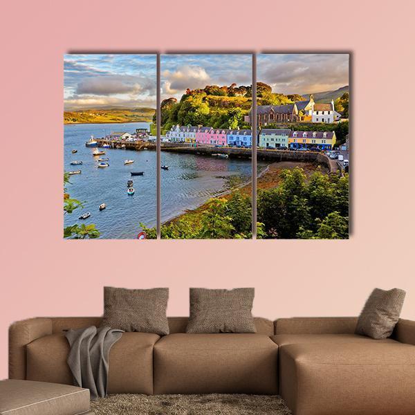 View On Portree Before Sunset Canvas Wall Art-3 Horizontal-Gallery Wrap-37" x 24"-Tiaracle