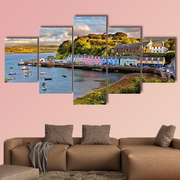 View On Portree Before Sunset Canvas Wall Art-5 Star-Gallery Wrap-62" x 32"-Tiaracle