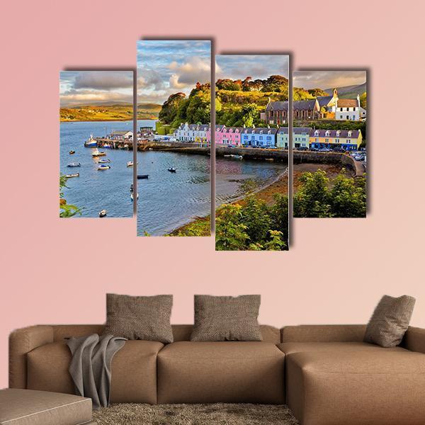 View On Portree Before Sunset Canvas Wall Art-4 Pop-Gallery Wrap-50" x 32"-Tiaracle