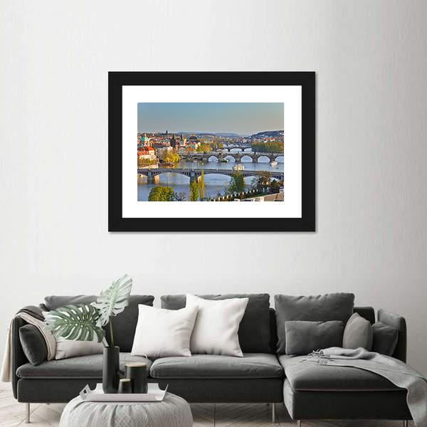View On Prague At Sunset Canvas Wall Art-3 Horizontal-Gallery Wrap-25" x 16"-Tiaracle