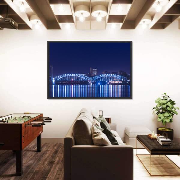 View On Railway Bridge Across Neva River Canvas Wall Art-3 Horizontal-Gallery Wrap-25" x 16"-Tiaracle
