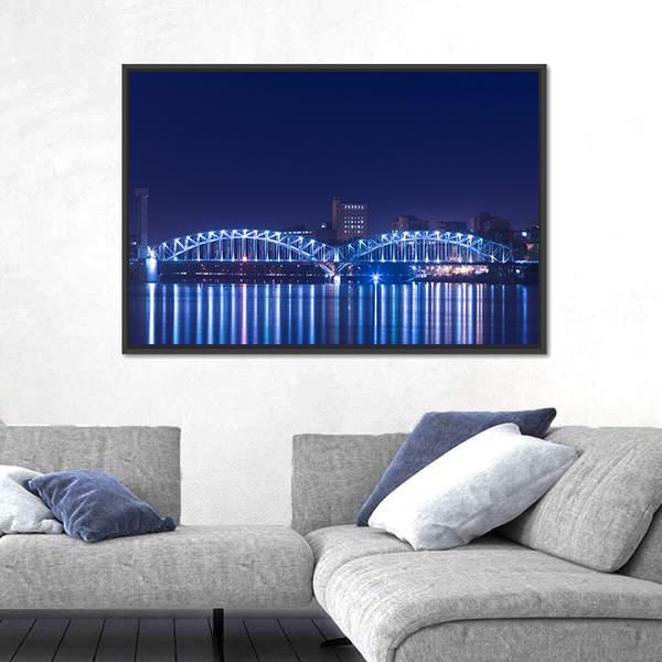View On Railway Bridge Across Neva River Canvas Wall Art-3 Horizontal-Gallery Wrap-25" x 16"-Tiaracle