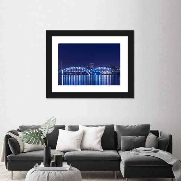 View On Railway Bridge Across Neva River Canvas Wall Art-3 Horizontal-Gallery Wrap-25" x 16"-Tiaracle