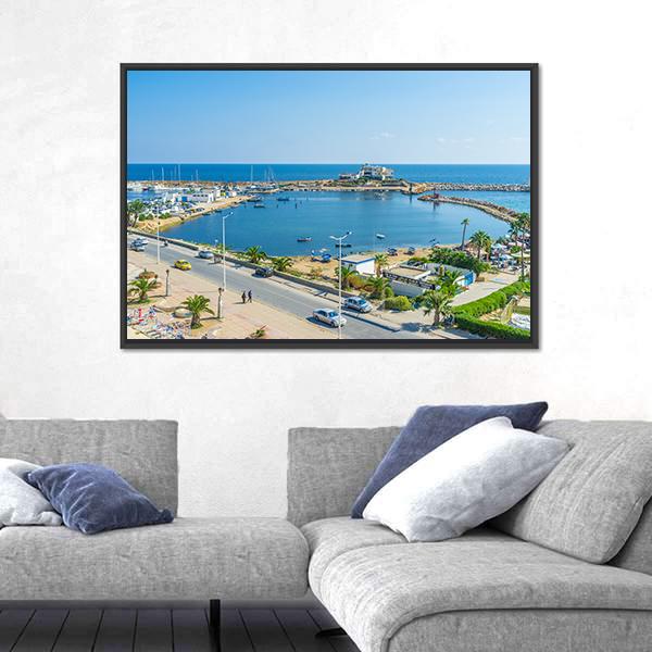 View On The Small Fishing Port Canvas Wall Art-5 Horizontal-Gallery Wrap-22" x 12"-Tiaracle