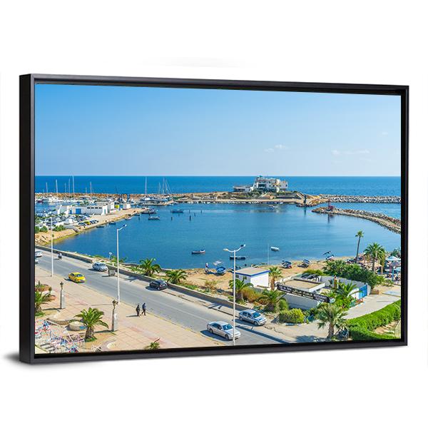 View On The Small Fishing Port Canvas Wall Art-5 Horizontal-Gallery Wrap-22" x 12"-Tiaracle
