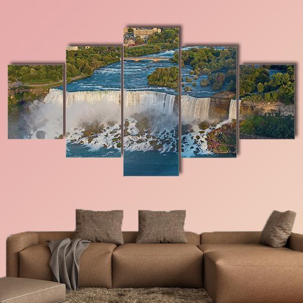 View On US Niagara Falls Canvas Wall Art-5 Star-Gallery Wrap-62" x 32"-Tiaracle