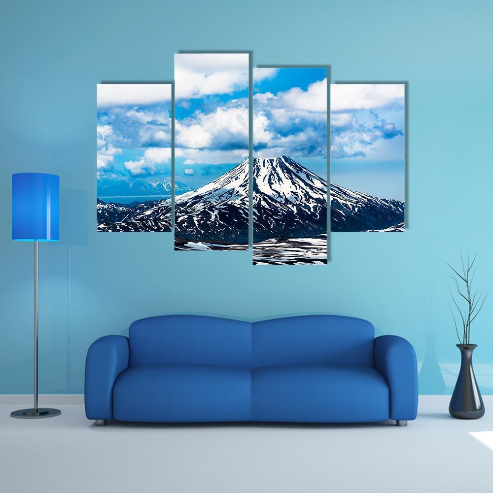 View On Viluchinskiy Volcano Canvas Wall Art-4 Pop-Gallery Wrap-50" x 32"-Tiaracle