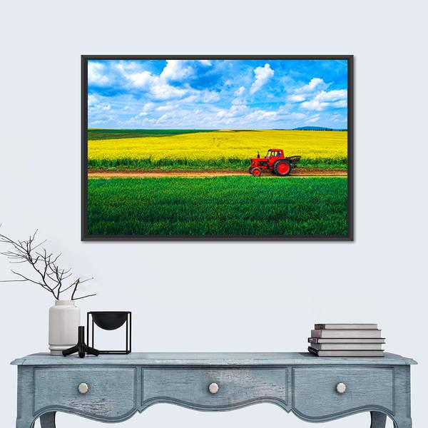 View Over Agricultural Fields Canvas Wall Art-1 Piece-Floating Frame-24" x 16"-Tiaracle