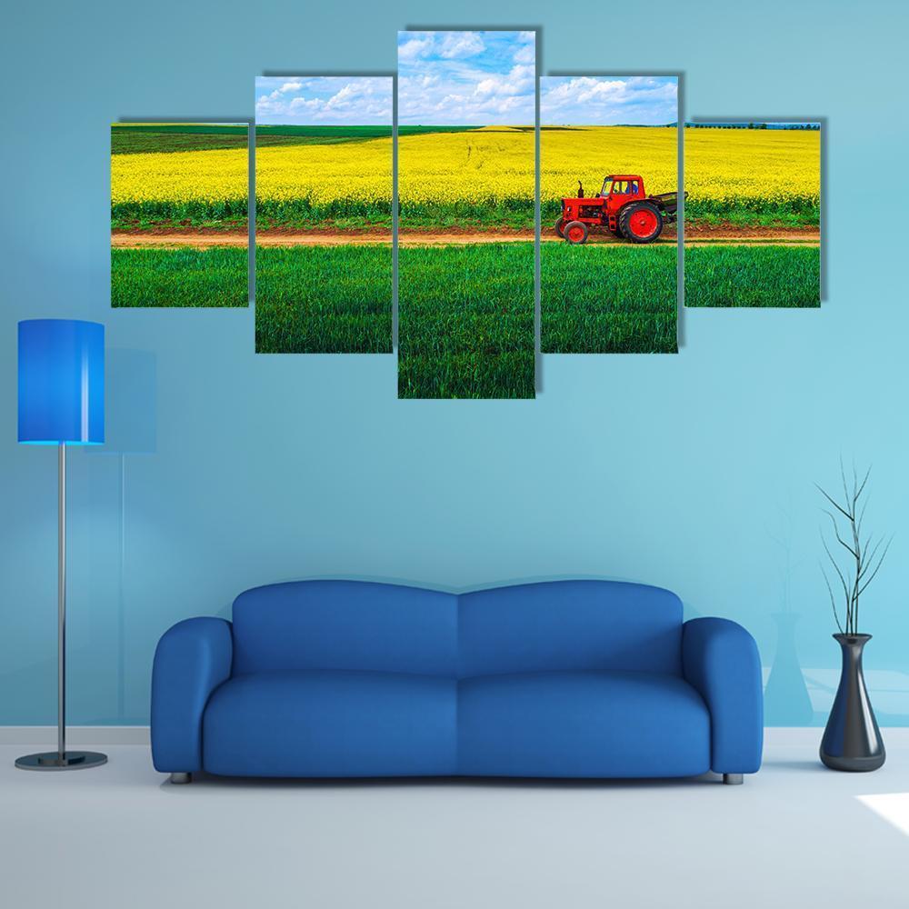 View Over Agricultural Fields Canvas Wall Art-5 Star-Gallery Wrap-62" x 32"-Tiaracle
