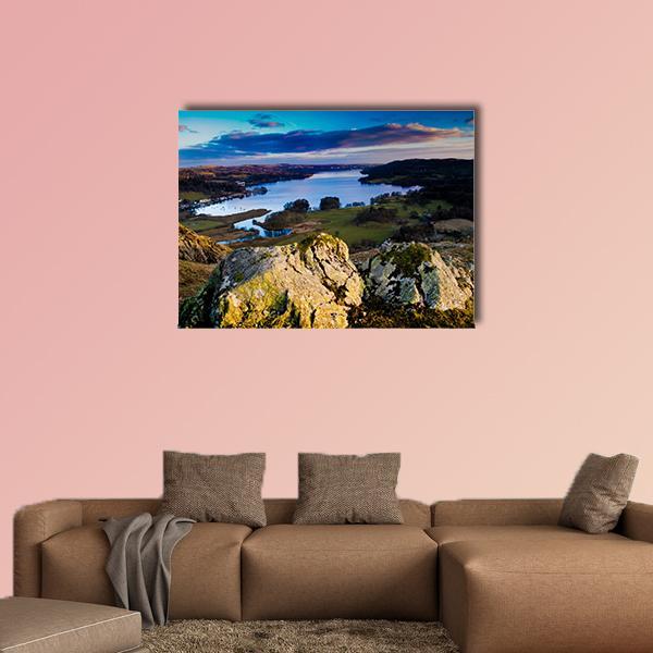 View Over Lake Windermere Canvas Wall Art-1 Piece-Gallery Wrap-36" x 24"-Tiaracle