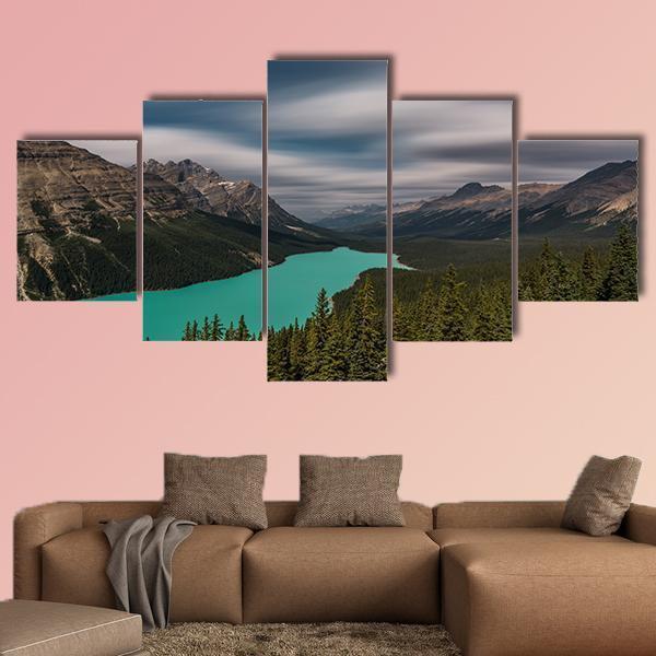 View Over Peyto Lake Canvas Wall Art-5 Star-Gallery Wrap-62" x 32"-Tiaracle