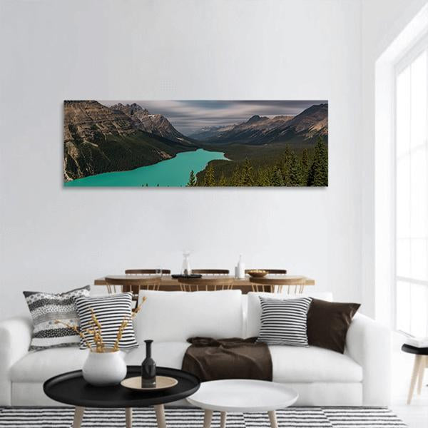 View over Peyto Lake Panoramic Canvas Wall Art-1 Piece-36" x 12"-Tiaracle