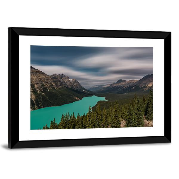 View over Peyto Lake Panoramic Canvas Wall Art-1 Piece-36" x 12"-Tiaracle