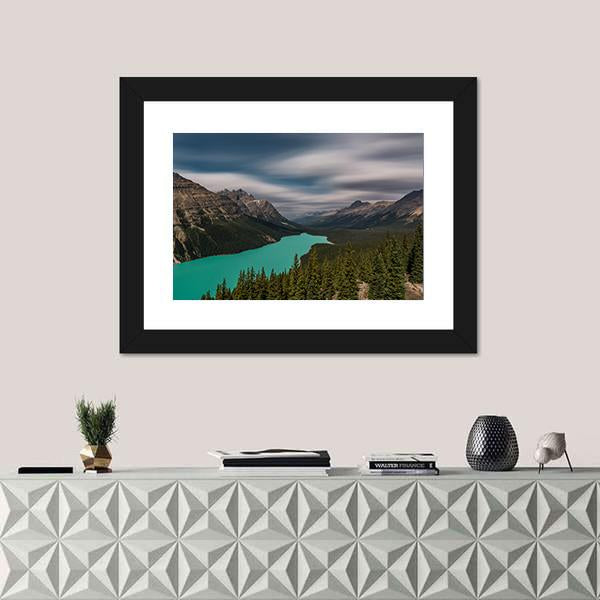 View over Peyto Lake Panoramic Canvas Wall Art-1 Piece-36" x 12"-Tiaracle