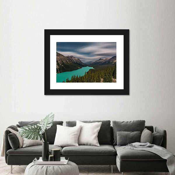 View over Peyto Lake Panoramic Canvas Wall Art-1 Piece-36" x 12"-Tiaracle