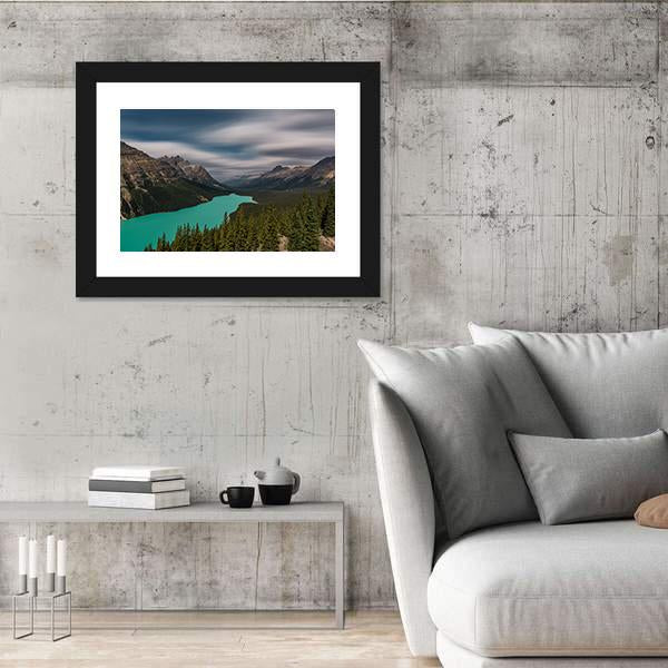 View over Peyto Lake Panoramic Canvas Wall Art-1 Piece-36" x 12"-Tiaracle