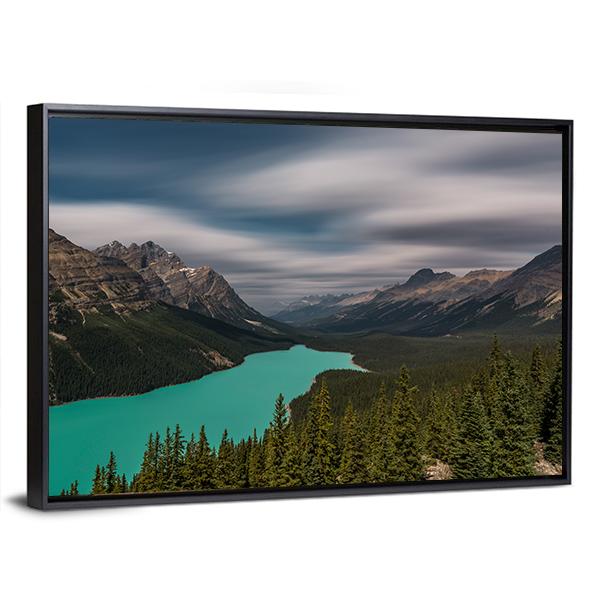 View over Peyto Lake Panoramic Canvas Wall Art-1 Piece-36" x 12"-Tiaracle