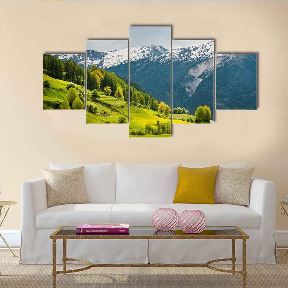 View Over Summer Colors In Alpine Canvas Wall Art-5 Star-Gallery Wrap-62" x 32"-Tiaracle