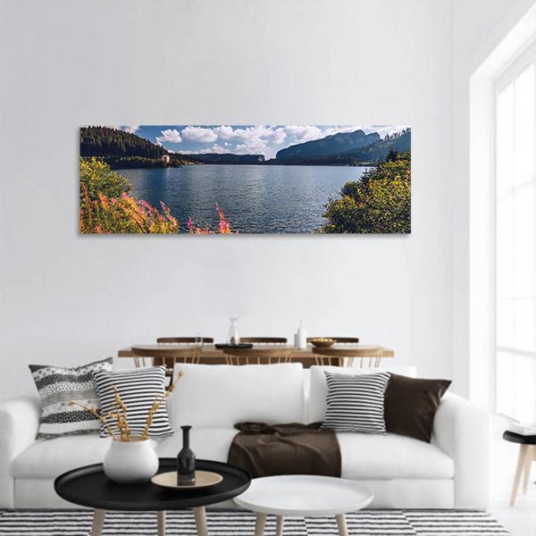View To Bolboci Lake In Romania Panoramic Canvas Wall Art-1 Piece-36" x 12"-Tiaracle