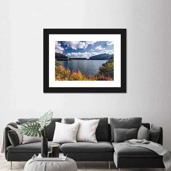 View To Bolboci Lake In Romania Panoramic Canvas Wall Art-1 Piece-36" x 12"-Tiaracle