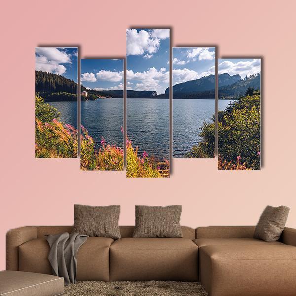 View To Bolboci Lake Canvas Wall Art-5 Pop-Gallery Wrap-47" x 32"-Tiaracle