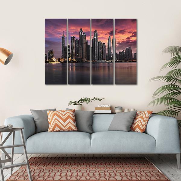 View To The Dubai Marina Disstrict Canvas Wall Art-4 Horizontal-Gallery Wrap-34" x 24"-Tiaracle