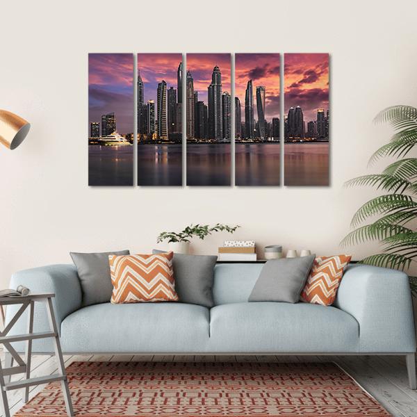 View To The Dubai Marina Disstrict Canvas Wall Art-5 Horizontal-Gallery Wrap-22" x 12"-Tiaracle