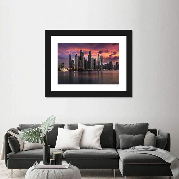 View To The Dubai Marina Disstrict Canvas Wall Art-3 Horizontal-Gallery Wrap-25" x 16"-Tiaracle