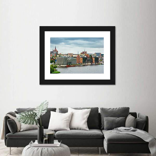 View To The Port And City Rostock Canvas Wall Art-3 Horizontal-Gallery Wrap-25" x 16"-Tiaracle