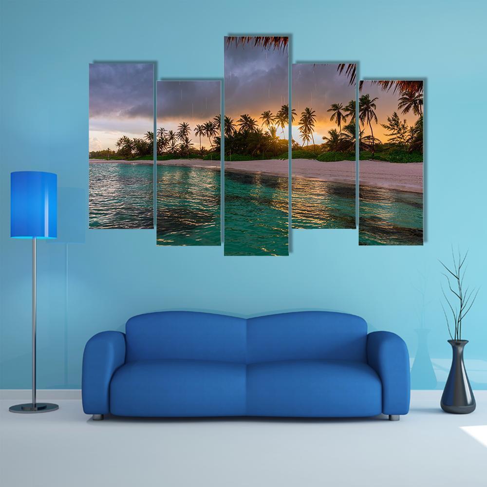 View Toward Tropical Beach Canvas Wall Art-5 Pop-Gallery Wrap-47" x 32"-Tiaracle