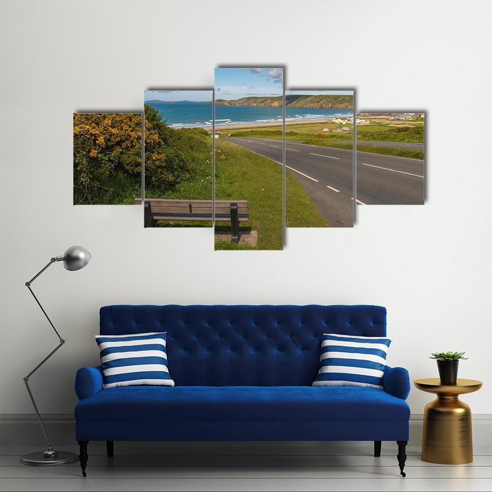 View Towards Newgale Canvas Wall Art-5 Star-Gallery Wrap-62" x 32"-Tiaracle