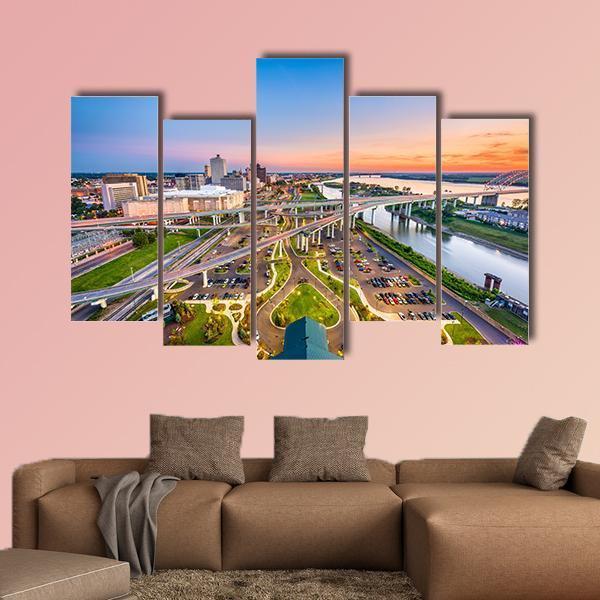 Mud Island Aerial View Canvas Wall Art-5 Pop-Gallery Wrap-47" x 32"-Tiaracle