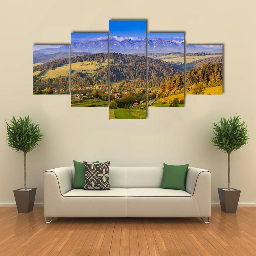 Views Of Pieniny Mountains Canvas Wall Art-5 Star-Gallery Wrap-62" x 32"-Tiaracle